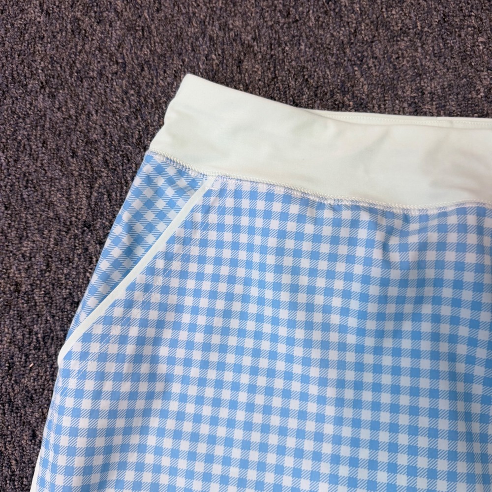 Lands End Blue Gingham Golf Skort Womens Tennis Pickleball Active Skirt Pockets - Picture 5 of 12